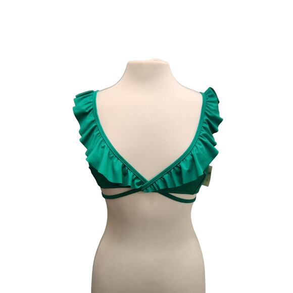 Aerie Ruffle Wrap Bikini Top Emerald Green Size Large - Picture 4 of 10